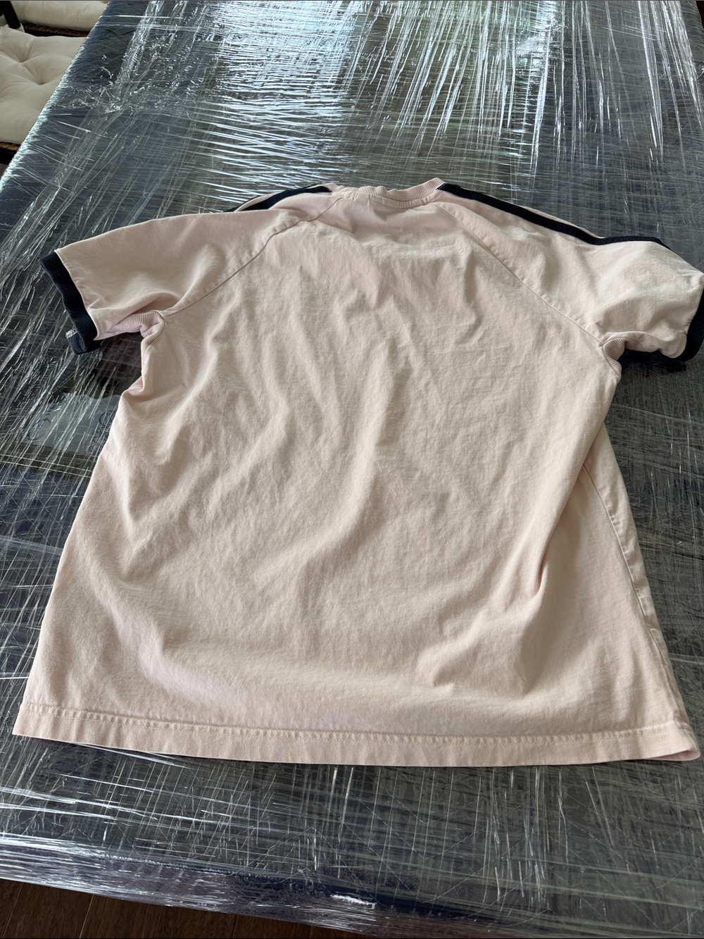 adidas Men’s Pale Pink Trefoil Stripe Tee - Picture 5 of 5